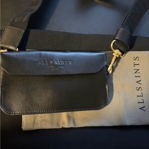 All Saints Black Zoe Leather Crossbody